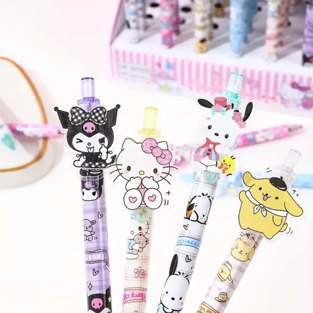 Set of 6, Hello Kitty & Friends Pens Sanrio Kuromi Melody Pom Cinnamoroll